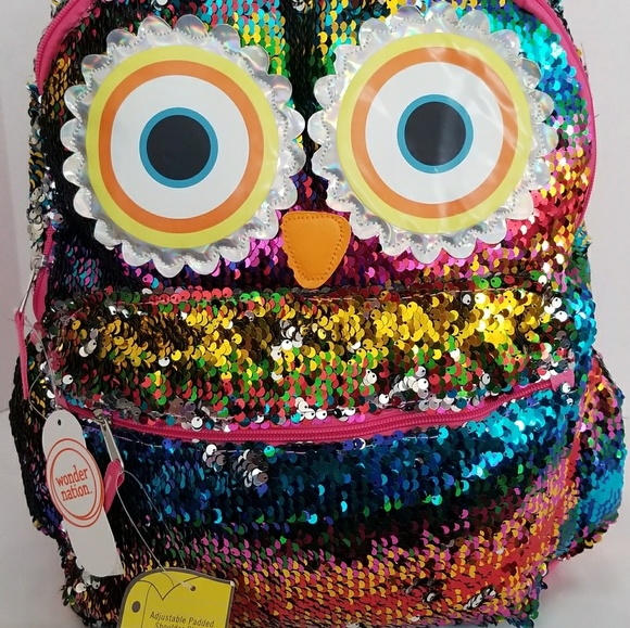 NWT Wonder Nation Sequin Owl Kid Backback - Picture 3 of 7